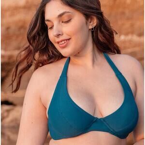 Shapermint Essentials Full Coverage Halter Bikini Top 3XL ocean blue NEW